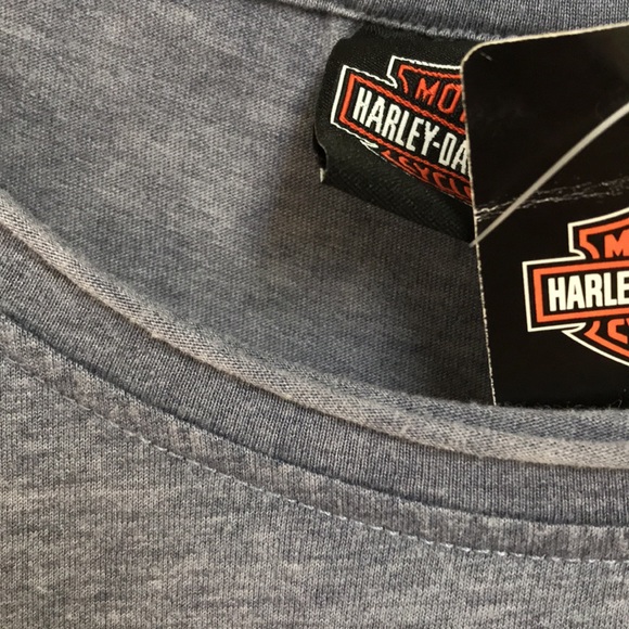 NWT Harley-Davidson Sz Large tee distressed grey crystals orange Savannah GA - Picture 5 of 11